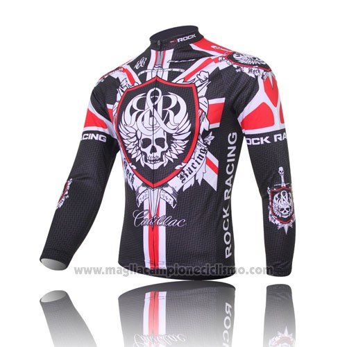 2013 Abbigliamento Ciclismo Rock Racing Nero e Rosso Manica Lunga e Salopette